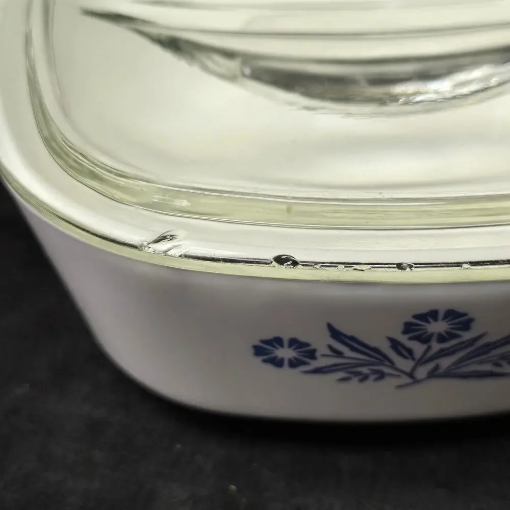 CorningWare Blue Cornflower 1.5 & 2 QT. Stoneware Casserole Dish x2 & Glass Lid